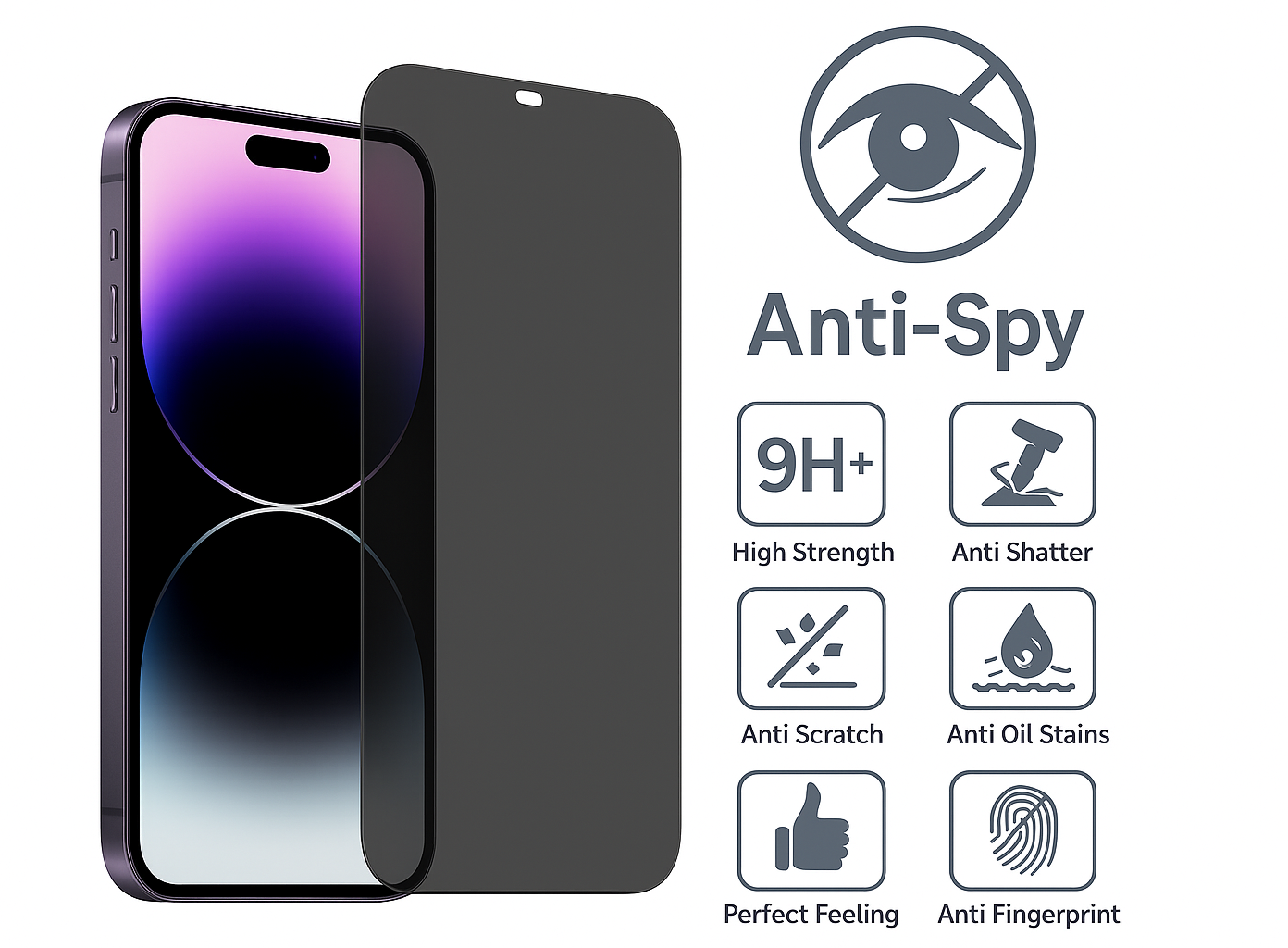 Anti-Spy Protection Glass For iPhone